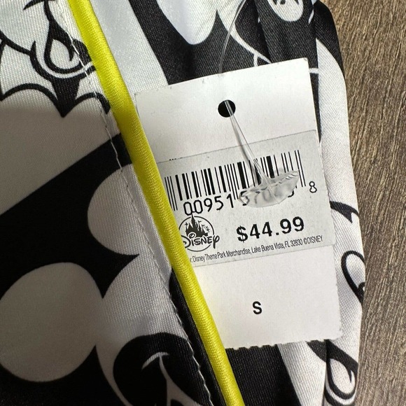 NWT 2023 Disney Small Black‎ White Mickey Mouse Pajama Pants Pockets Satin Silk - Picture 3 of 5